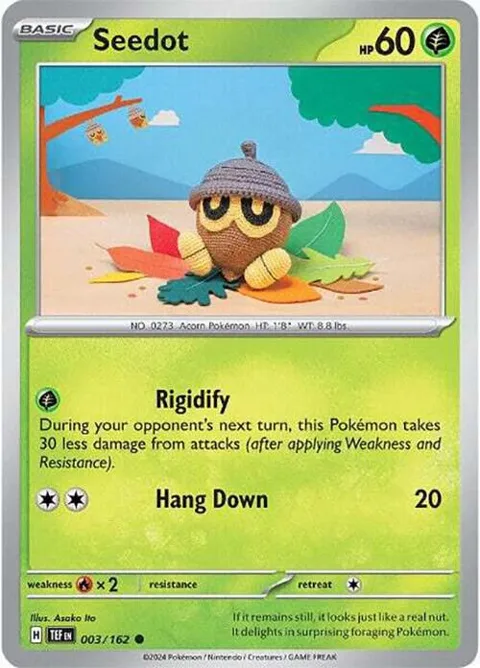 Seedot #003/162 Reverse Holofoil Pokémon card from Temporal Forces