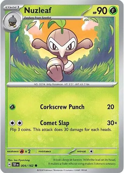 Nuzleaf #004/162 Reverse Holofoil Pokémon card from Temporal Forces