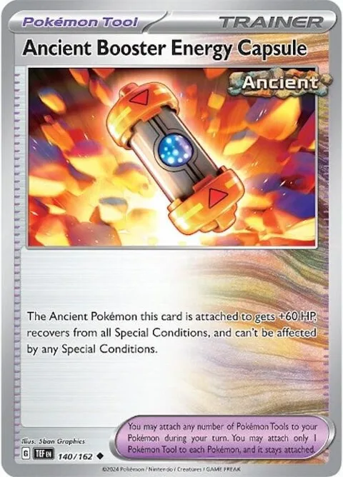 Ancient Booster Energy Capsule #140/162 Reverse Holofoil Pokémon card from Temporal Forces
