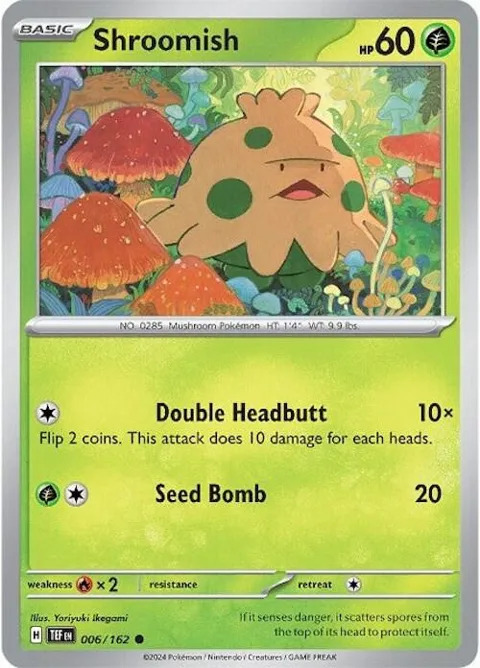 Shroomish #006/162 Reverse Holofoil Pokémon card from Temporal Forces