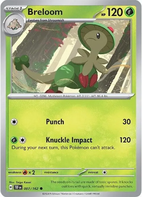 Breloom #007/162 Pokémon card from Temporal Forces