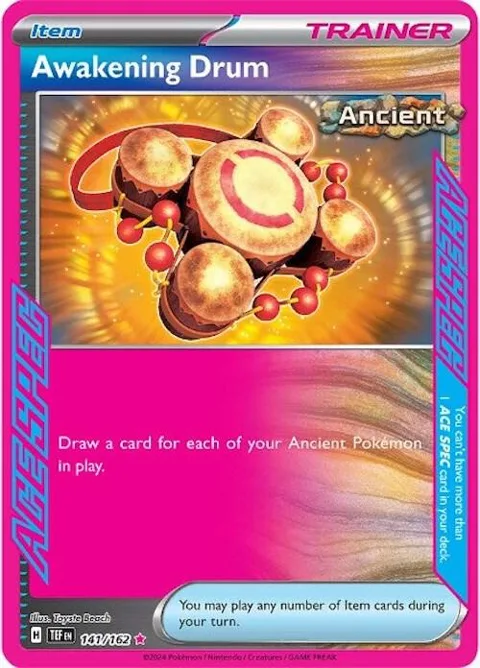 Awakening Drum #141/162 Holofoil Pokémon card from Temporal Forces