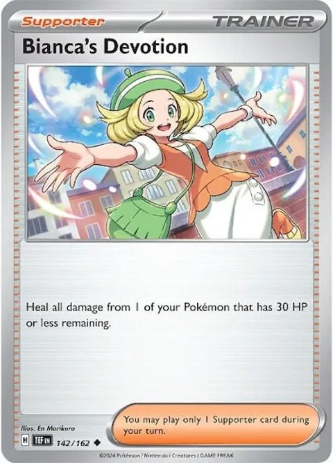 Bianca's Devotion #142/162 Reverse Holofoil Pokémon card from Temporal Forces