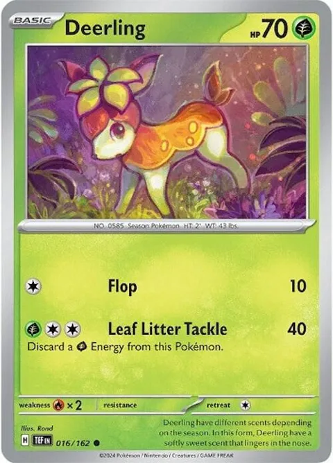 Deerling #016/162 Reverse Holofoil Pokémon card from Temporal Forces