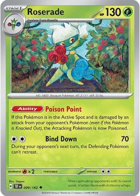 Roserade #009/162 Pokémon card from Temporal Forces
