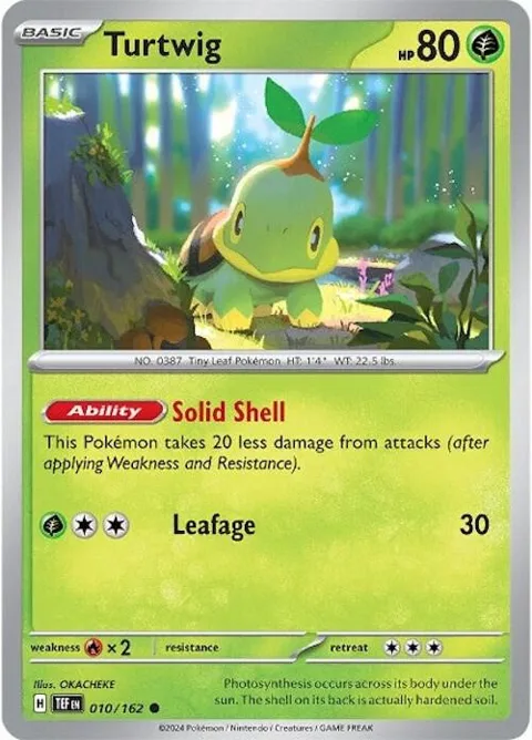 Turtwig #010/162 Reverse Holofoil Pokémon card from Temporal Forces