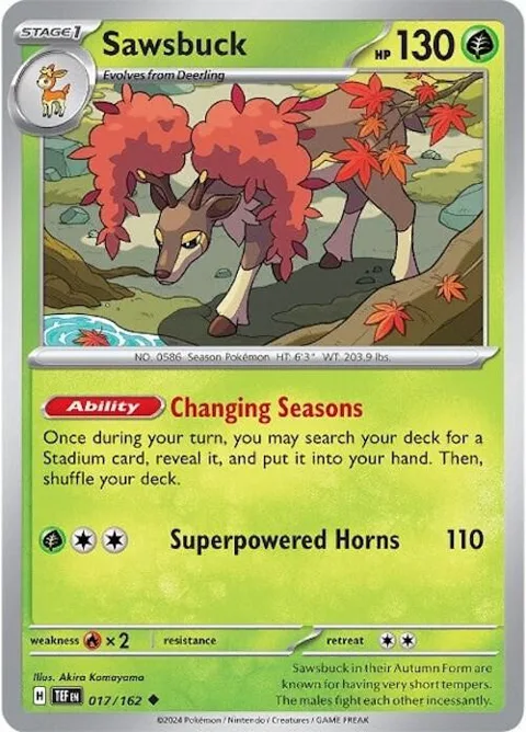 Sawsbuck #017/162 Pokémon card from Temporal Forces