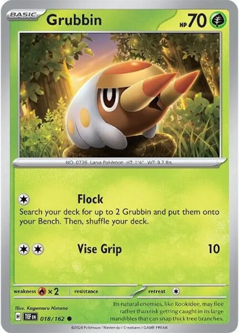 Grubbin #018/162 Reverse Holofoil Pokémon card from Temporal Forces