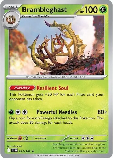 Brambleghast #021/162 Reverse Holofoil Pokémon card from Temporal Forces
