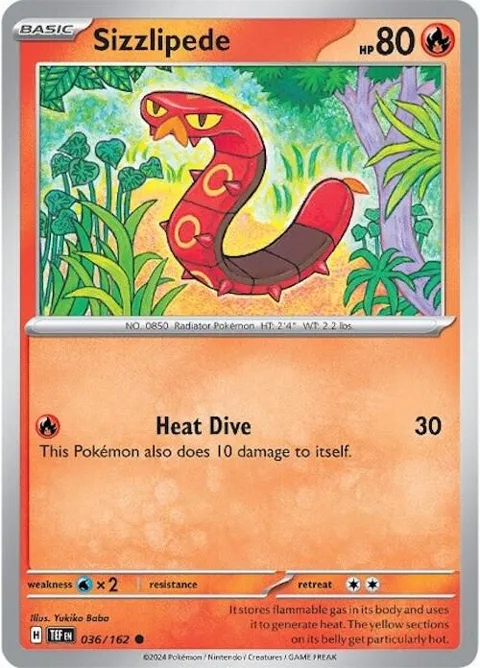 Sizzlipede #036/162 Pokémon card from Temporal Forces