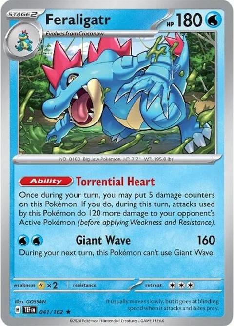Feraligatr #041/162 Reverse Holofoil Pokémon card from Temporal Forces