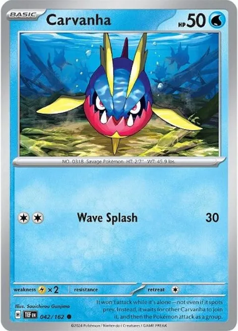 Carvanha #042/162 Pokémon card from Temporal Forces