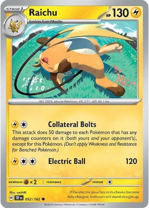 Raichu #052/162 Pokémon card from Temporal Forces