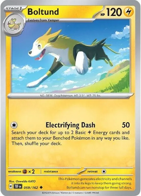 Boltund #059/162 Reverse Holofoil Pokémon card from Temporal Forces