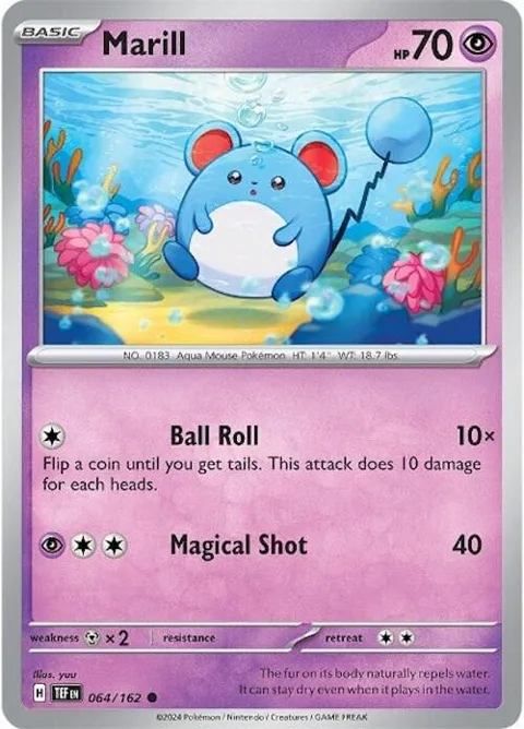 Marill #064/162 Pokémon card from Temporal Forces