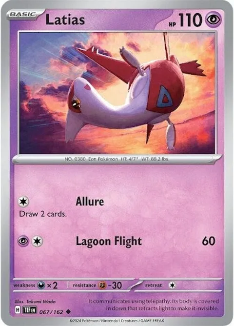 Latias #067/162 Reverse Holofoil Pokémon card from Temporal Forces