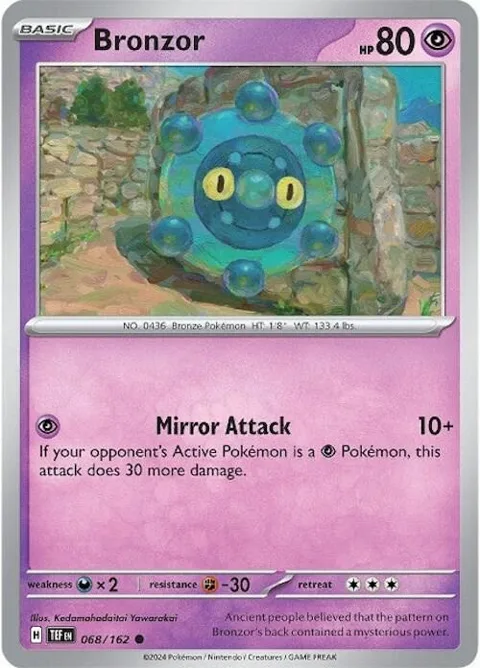 Bronzor #068/162 Reverse Holofoil Pokémon card from Temporal Forces