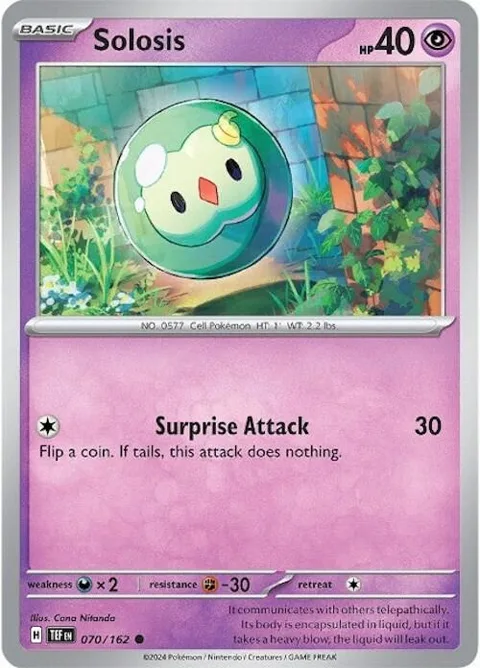 Solosis #070/162 Reverse Holofoil Pokémon card from Temporal Forces