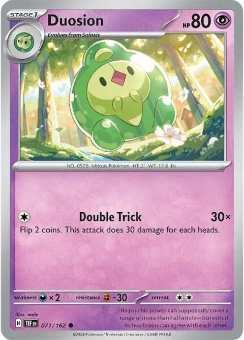 Duosion #071/162 Reverse Holofoil Pokémon card from Temporal Forces