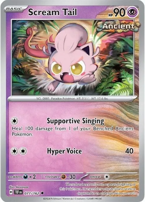 Scream Tail #077/162 Reverse Holofoil Pokémon card from Temporal Forces