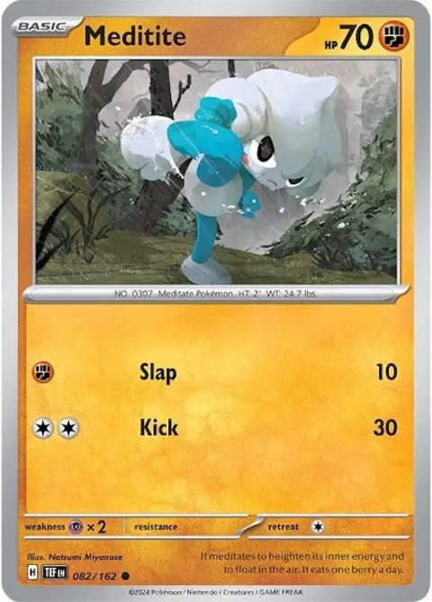 Meditite #082/162 Reverse Holofoil Pokémon card from Temporal Forces
