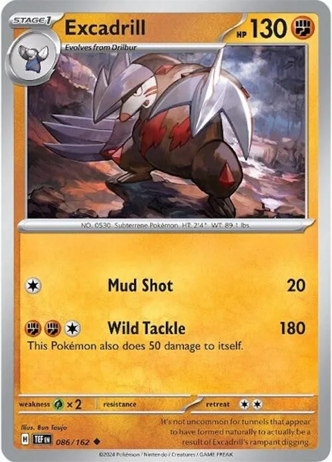 Excadrill #086/162 Reverse Holofoil Pokémon card from Temporal Forces