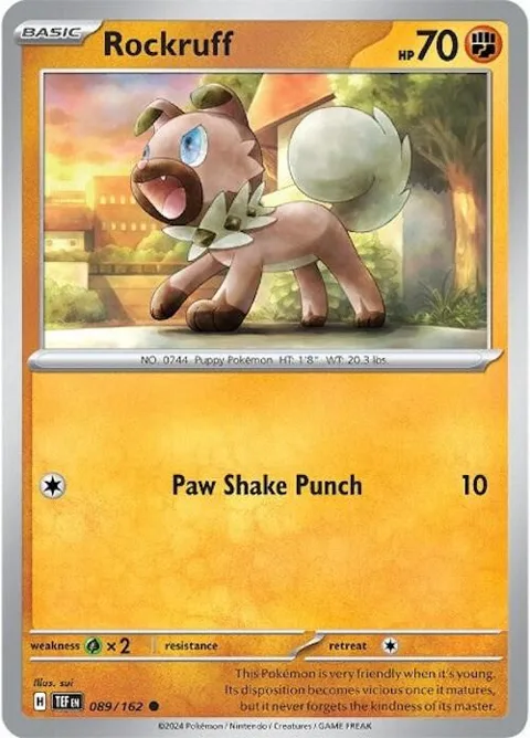 Rockruff #089/162 Pokémon card from Temporal Forces