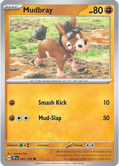 Mudbray #091/162 Reverse Holofoil Pokémon card from Temporal Forces