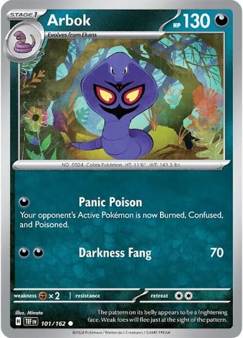 Arbok #101/162 Pokémon card from Temporal Forces