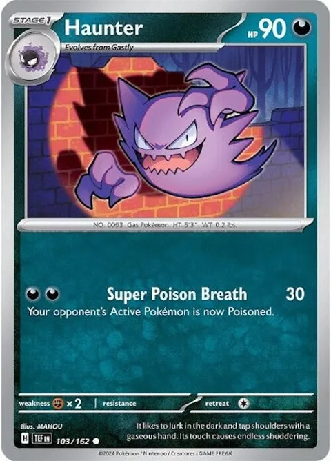 Haunter #103/162 Reverse Holofoil Pokémon card from Temporal Forces