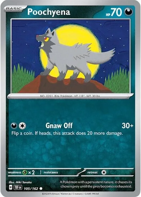 Poochyena #105/162 Pokémon card from Temporal Forces
