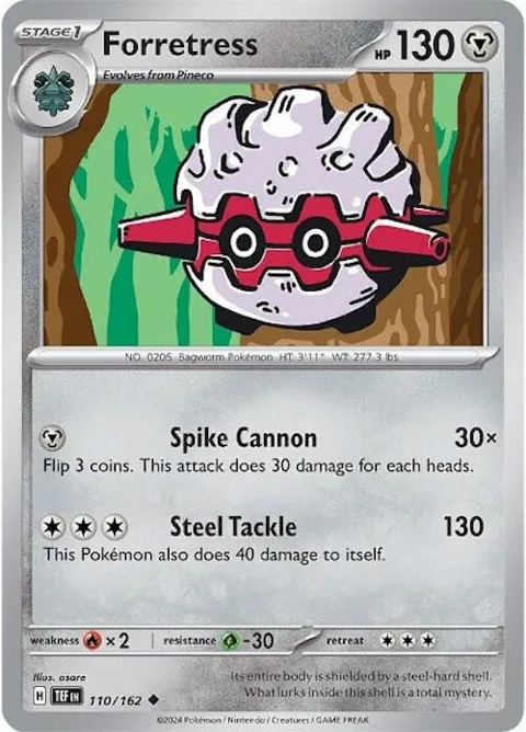 Forretress #110/162 Pokémon card from Temporal Forces