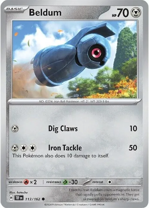 Beldum #113/162 Pokémon card from Temporal Forces