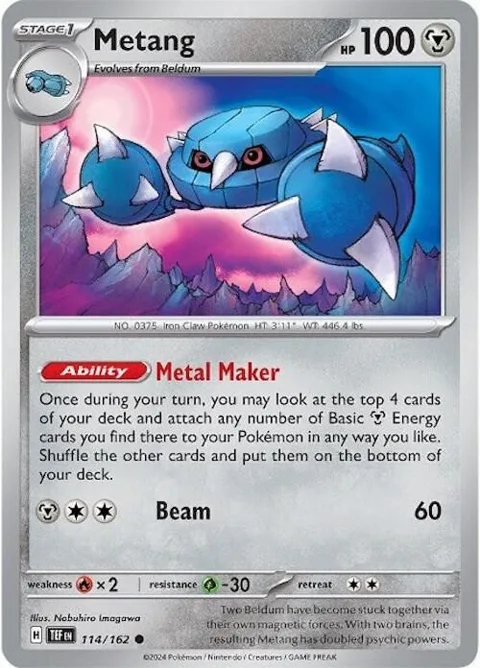 Metang #114/162 Pokémon card from Temporal Forces