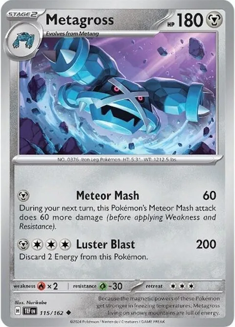 Metagross #115/162 Reverse Holofoil Pokémon card from Temporal Forces