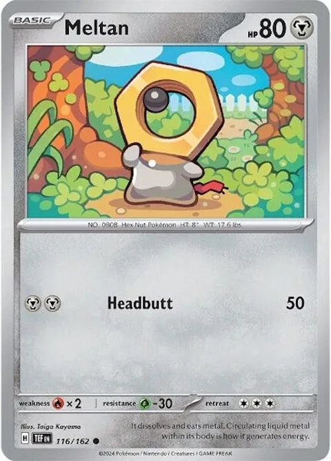 Meltan #116/162 Reverse Holofoil Pokémon card from Temporal Forces