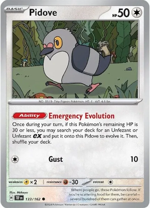 Pidove #133/162 Pokémon card from Temporal Forces