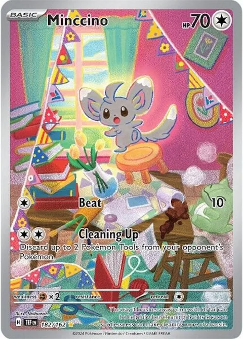 Minccino #182/162 Holofoil Pokémon card from Temporal Forces