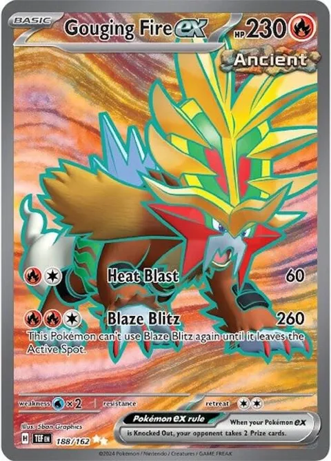 Gouging Fire ex #188/162 Holofoil Pokémon card from Temporal Forces