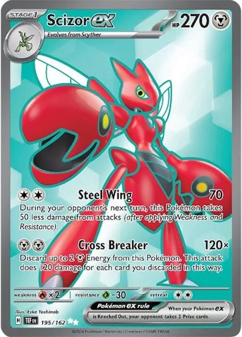 Scizor ex #195/162 Holofoil Pokémon card from Temporal Forces