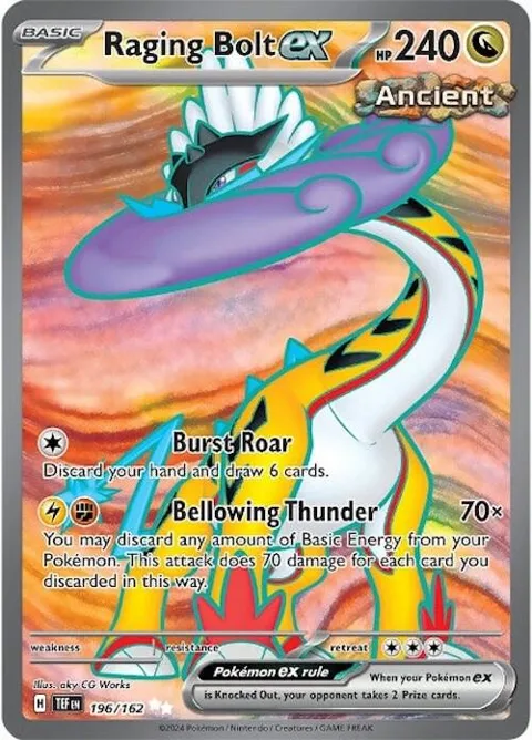 Raging Bolt ex #196/162 Holofoil Pokémon card from Temporal Forces