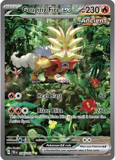 Gouging Fire ex #204/162 Holofoil Pokémon card from Temporal Forces
