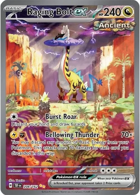 Raging Bolt ex #208/162 Holofoil Pokémon card from Temporal Forces