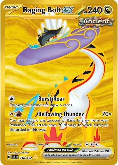 Raging Bolt ex #218/162 Holofoil Pokémon card from Temporal Forces