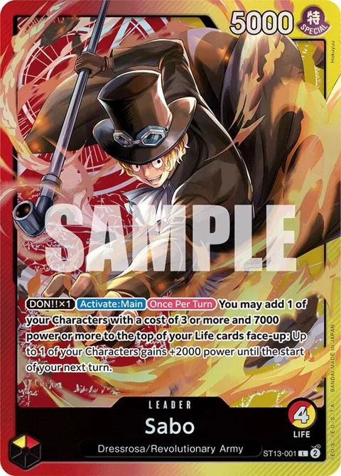 Sabo ST13-001 One Piece card from Ultra Deck: The Three Brothers