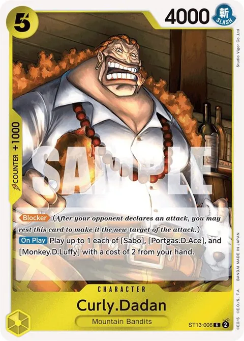 Curly.Dadan ST13-006 One Piece card from Ultra Deck: The Three Brothers
