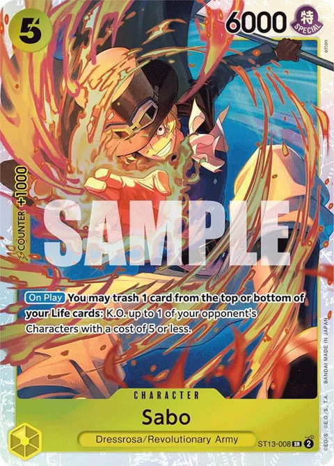 Sabo ST13-008 One Piece card from Ultra Deck: The Three Brothers