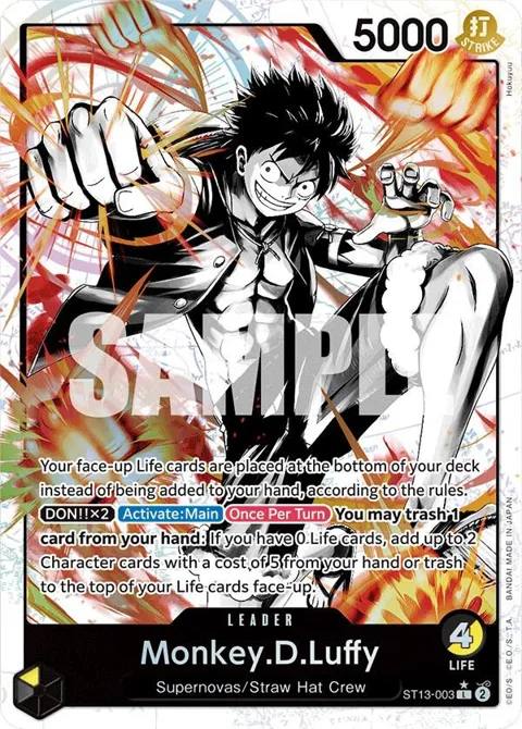 Monkey.D.Luffy Alt Art ST13-003 One Piece card from Ultra Deck: The Three Brothers