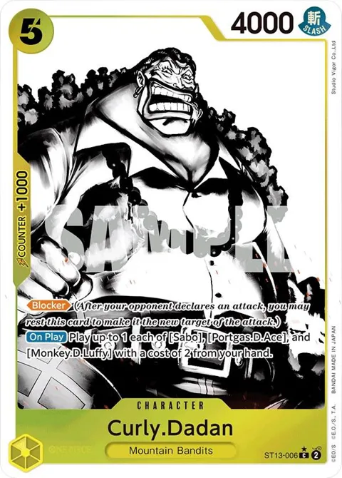 Curly.Dadan Alt Art ST13-006 One Piece card from Ultra Deck: The Three Brothers