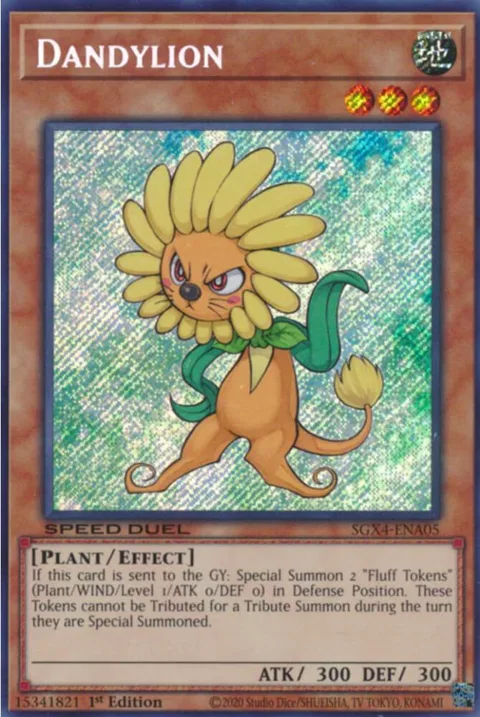Dandylion Secret Rare SGX4-ENA05 Yu-Gi-Oh card from Speed Duel GX: Midterm Destruction